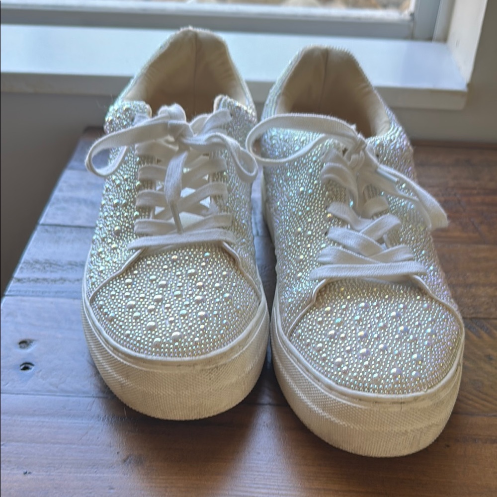 Betsey Johnson Sparkling White (Wedding) Sneakers